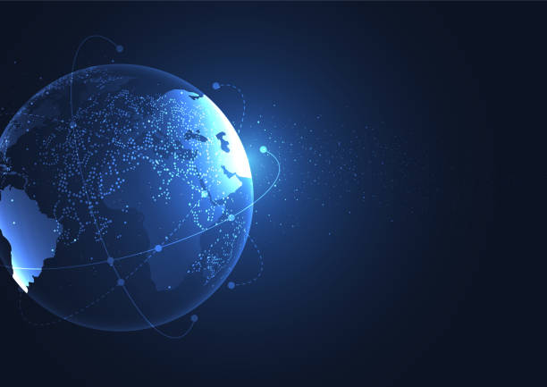 istock Global network connection. World map point and line composition concept of global business. Vector Illustration 1552891248