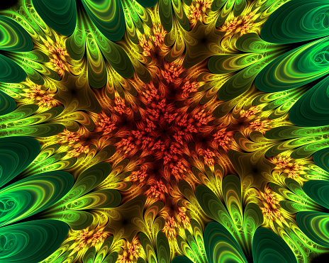 Floral fractal art abstract background resembling flowers and foliage.