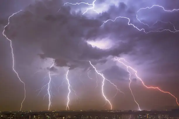 Photo of Curtain of lightning over city