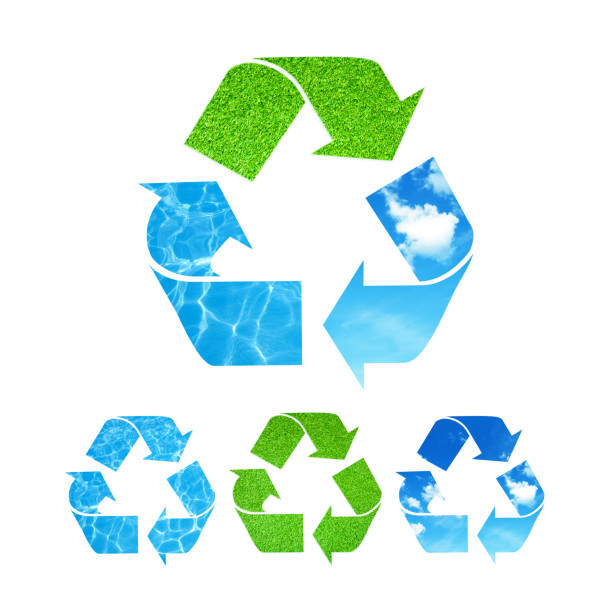 Recycling Symbol Sustainability Concept with Layered and Twisted Pattern. Digitally generated image. 3d render.