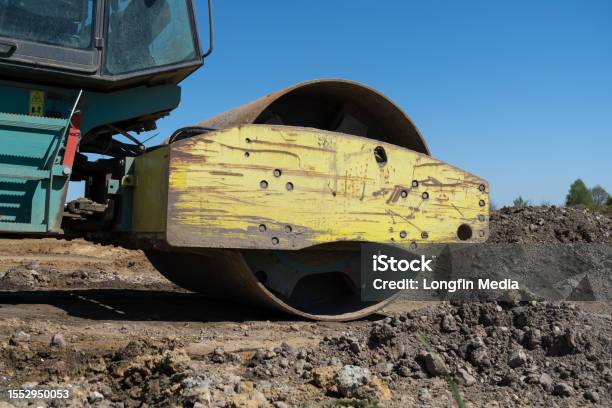 Compactor Jalan Soil Compactor Roller Jalan Drum Tunggal Di Lokasi Konstruksi Jalan ...