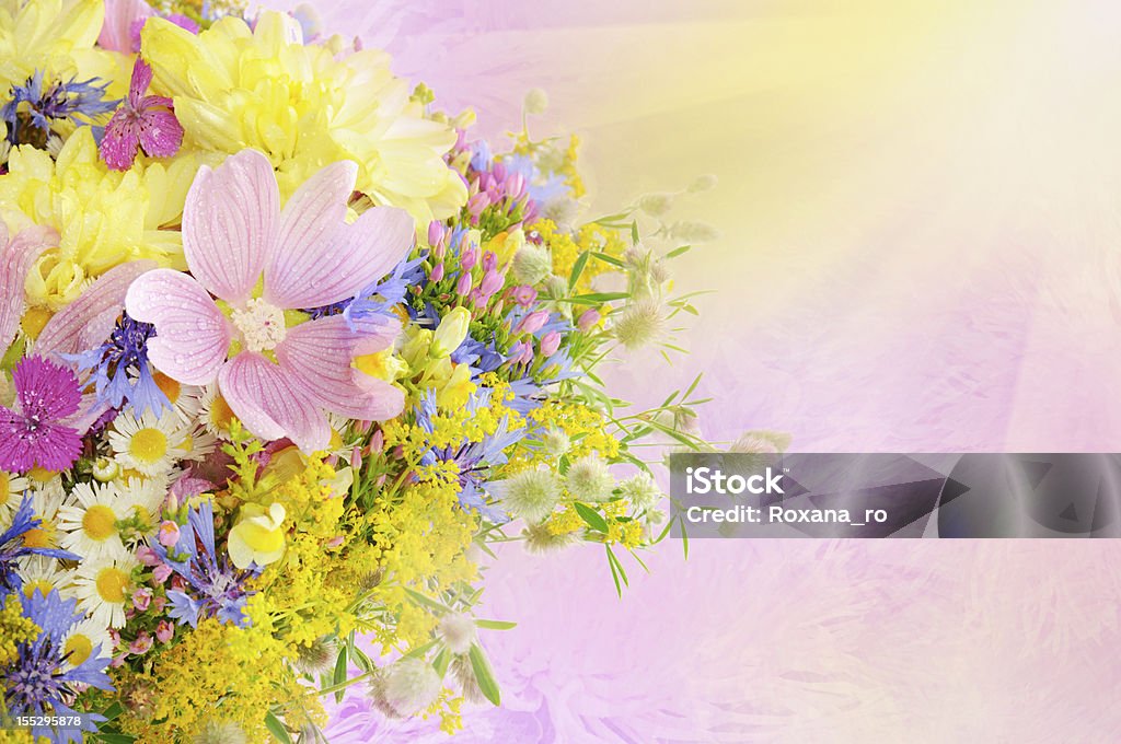 Summer flowers Bouquet of summer flowers with bokeh and copy space Abstract Stock Photo