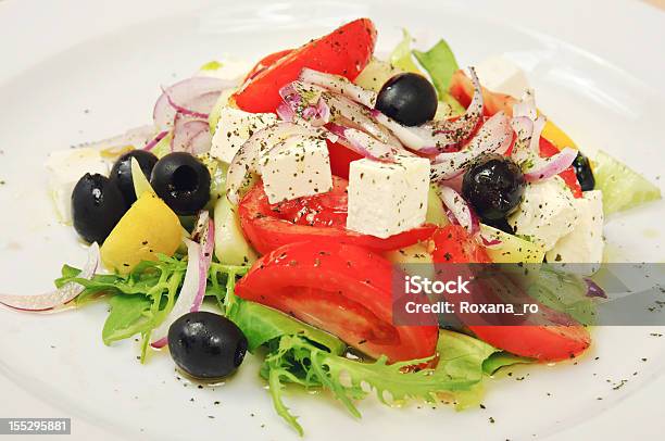 Greek Salad Stock Photo - Download Image Now - Appetizer, Black Color, Black Olive