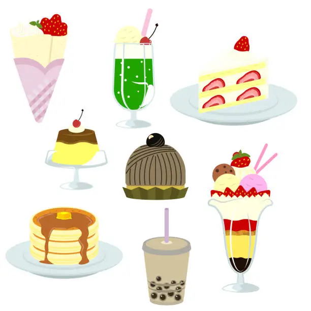 Vector illustration of Dessert flat vector illustration set