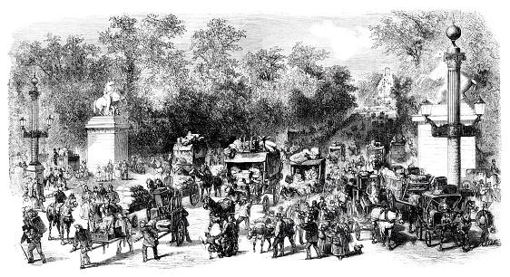 People of Paris on the Champs-Elysees fleeing as the notice of the arrival of the prussian troops
Original edition from my own archives
Source : Correo de Ultramar 1870