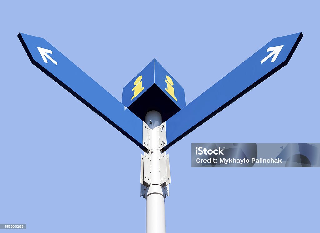 Blanco con las señales de carretera - Foto de stock de Azul libre de derechos