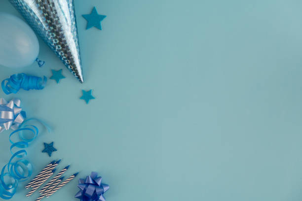 istock Birthday party flat lay composition with copy space. 1553007222