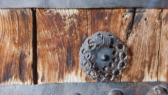 old metal wooden door detail
