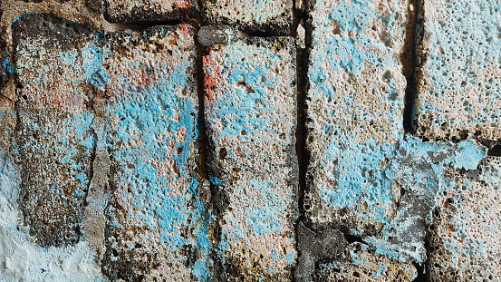 old blue concrete wall