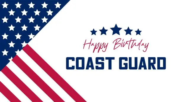 Vector illustration of US Coast Guard birthday, with replaceable empty space on the right