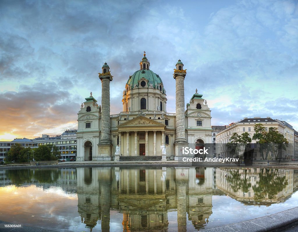 Karlskirche in Vienna, Austria Karlskirche in Vienna, Austria in the morning at sunrise Architectural Column Stock Photo