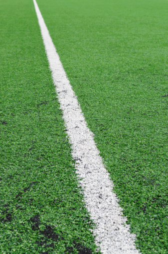 White boundary lines of a soccer field