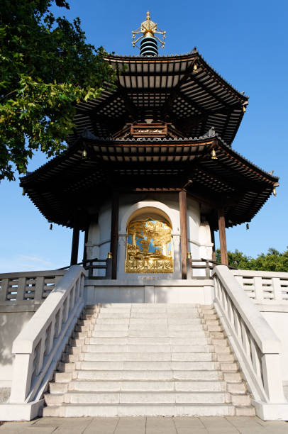 pagoda de paz de battersea park (london - battersea park fotografías e imágenes de stock