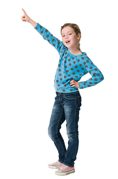 istock Pretty young girl pointing upwards 155307591