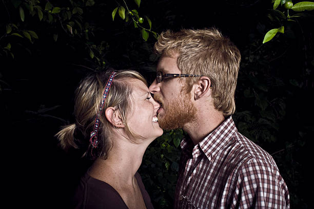 goofy young couple stock photo