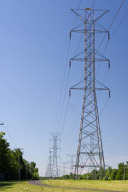Electric poles stock photo