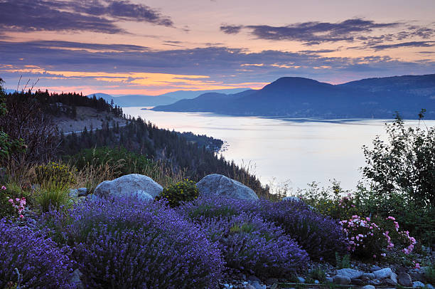 Okanagan lake in the cloudy morning