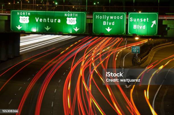 The 101 Freeway Sunset Exit Stock Photo - Download Image Now - Exit Sign, City, City Street