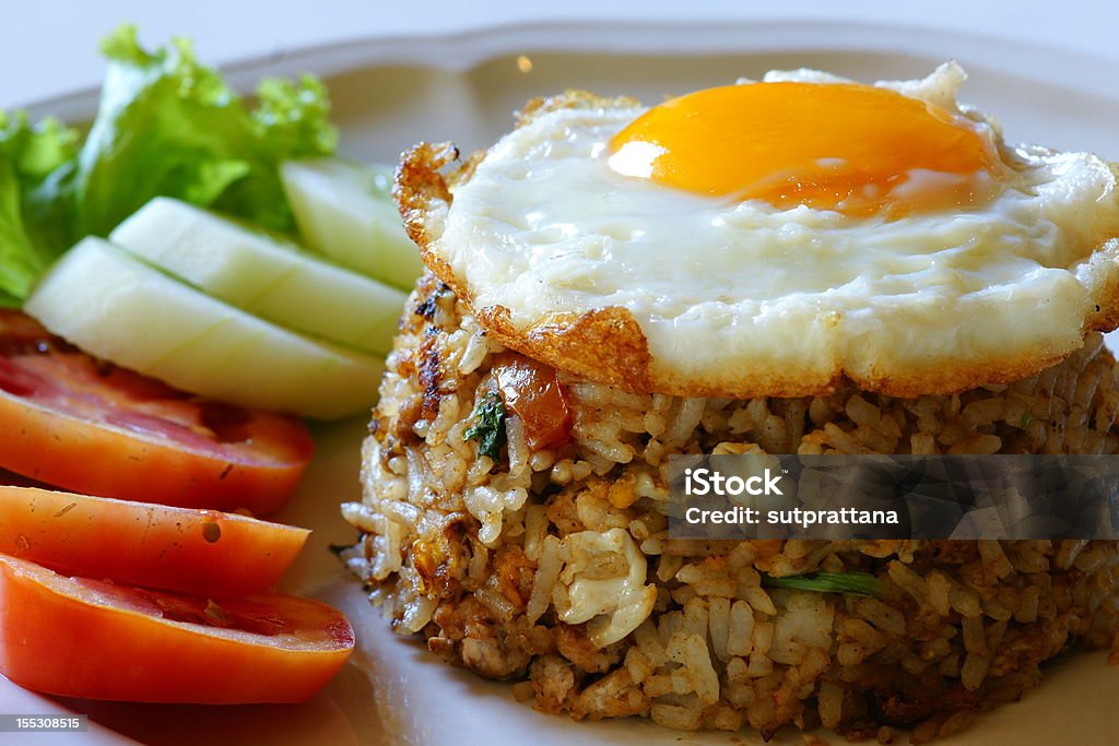 one dish meal fried rice with herb and egg Bay Leaf Stock Photo