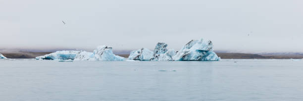 un iceberg en islandia. un iceberg que desemboca en la laguna de jokulsarlon, separado del frente del glaciar. - natural disaster glacier iceberg melting fotografías e imágenes de stock