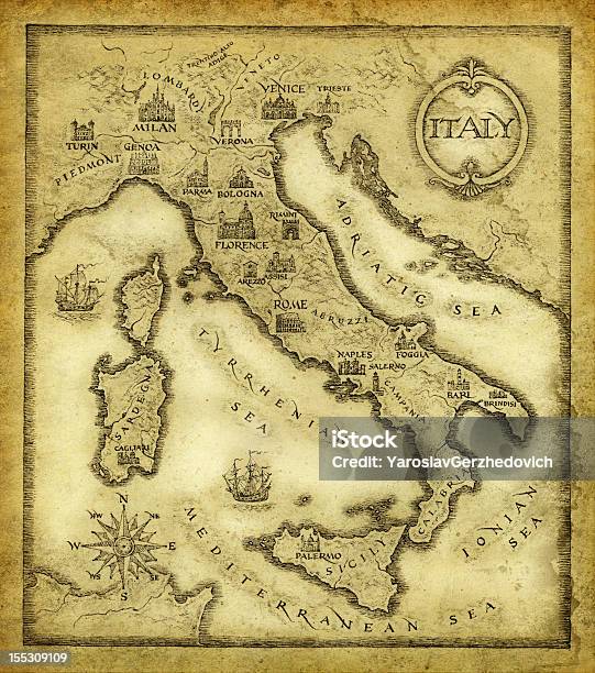 Light Colored Map Of Ancient Italy Stock Illustration - Download Image Now - Ancient, Antique, Art
