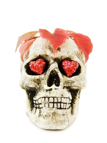 Halloween love with scary skull stock photo