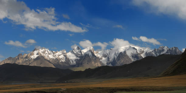 mountain peak view stock photo