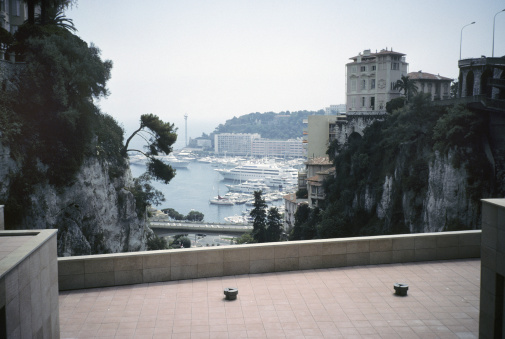 A view of Monaco harbour from the surrounding cliffs.