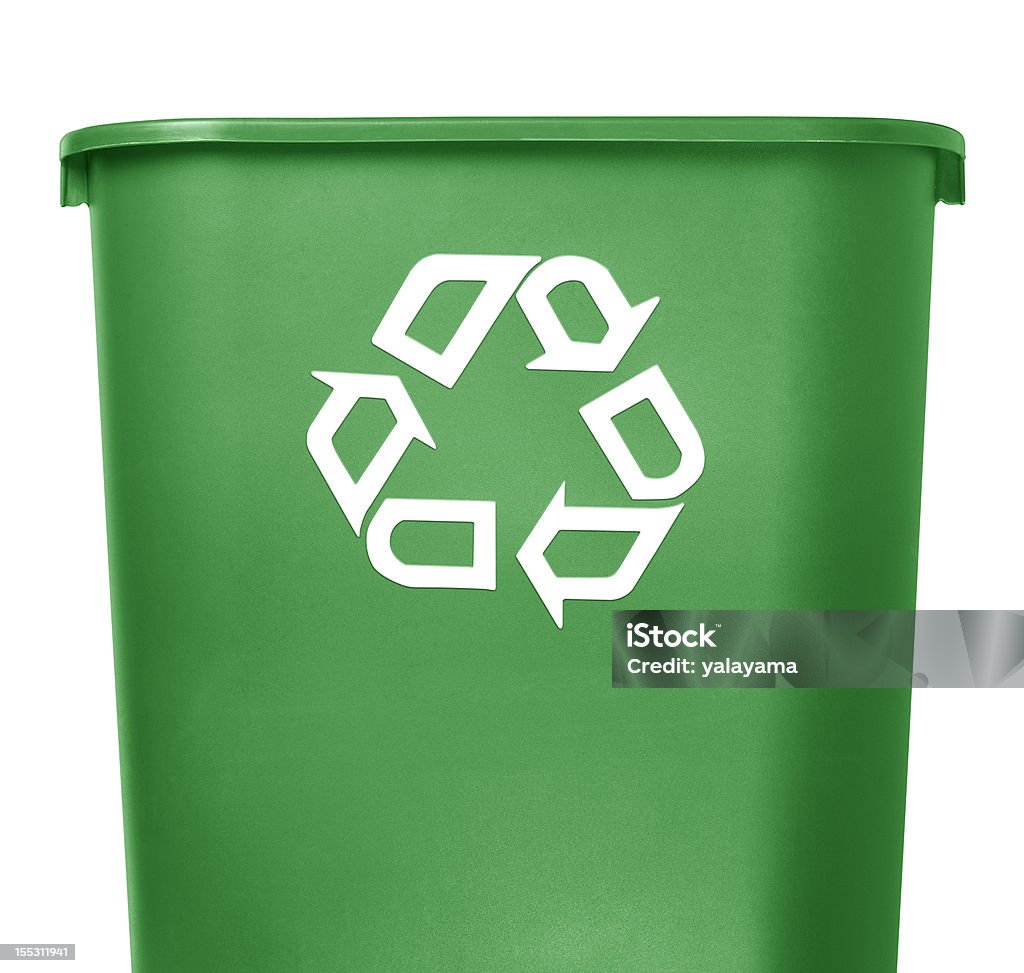 녹색 재활용하다 수거용기 흰색 배경의 - 로열티 프리 재활용 수거통 스톡 사진