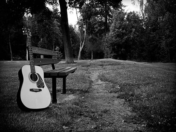 istock Guitar Leaning Against Park Bench 155312115