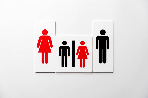 istock Restroom sign on white background 1553126034