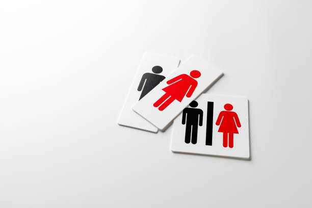 istock Restroom sign on white background 1553126043