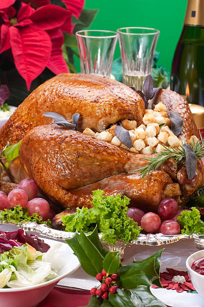 istock Christmas turkey on holiday table 155314995
