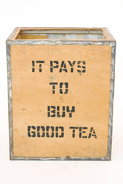 Old tea Chest on white stock photo