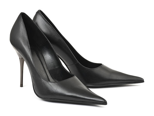 Black woman shoes isolated on white background