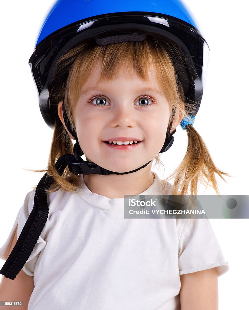 Симпатичная девушка в Защитный шлем - Стоковые фото Белый фон роялти-фри