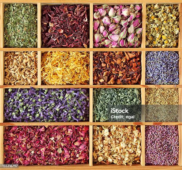 Assortment Of Dried Tea Stock Photo - Download Image Now - Dry, Mallow, Alternative Medicine