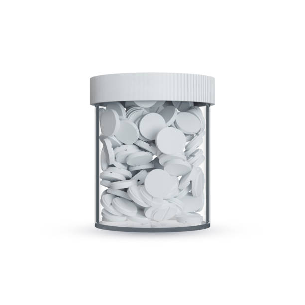 istock Realistic pills in transparent bottle. Pharmacy remedies 3D rendering. 1553177110