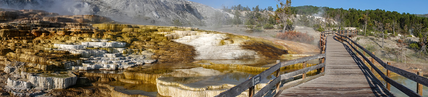 Mound Spring on the Travertine Terraces in Mammoth Hot Springs at Yellowstone National Park in Park County, Wyoming