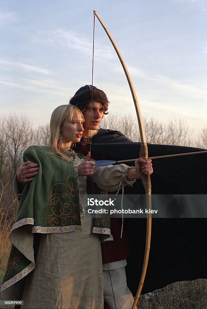 medieval archer Homem e mulher Dirigindo - Royalty-free Medieval Foto de stock