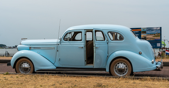 Lelystad, The Netherlands, 18.06.2023, Vintage luxury car Nash Ambassador Eight from 1938 at The National Oldtimer Day