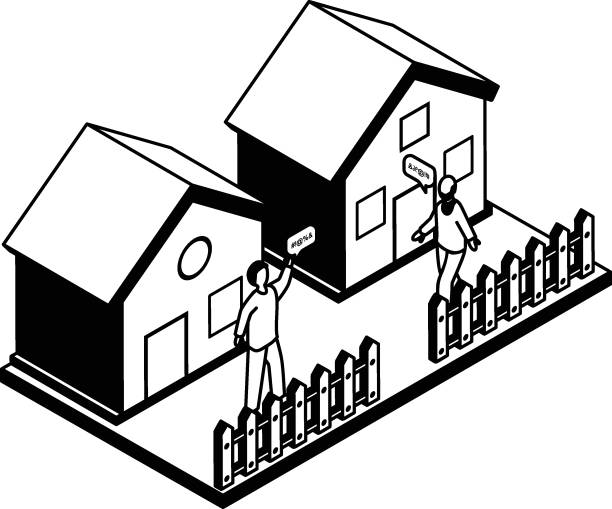 Neighbor spat Vector Icon Design, neighbourhood conflicts Stock illustration, bad neighbors Symbol, Antagonistic next door Resident, invasion of personal space isometric Concept Neighbor spat Vector Icon Design, neighbourhood conflicts Stock illustration, bad neighbors Symbol, Antagonistic next door Resident, invasion of personal space isometric Concept crappie stock illustrations