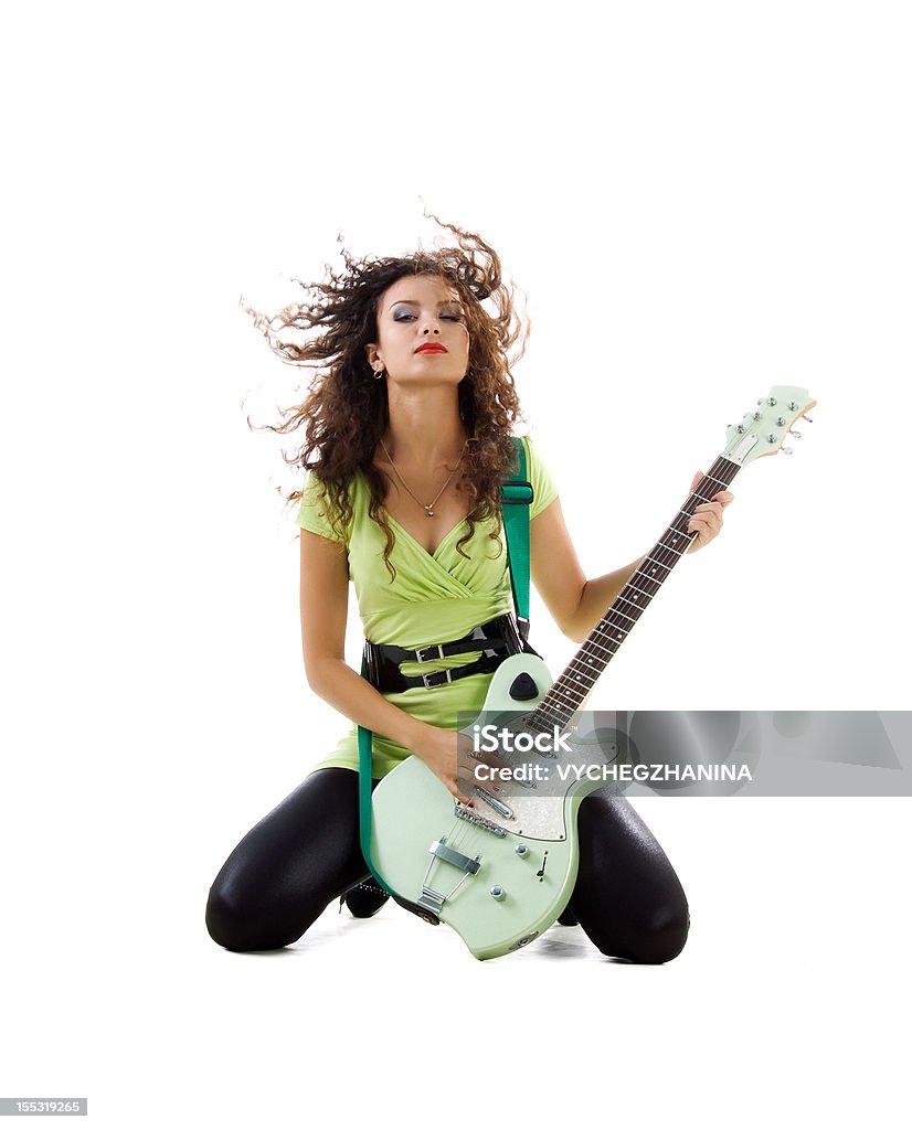 Милый женщин с Электрическая гитара - Стоковые фото Женщины роялти-фри