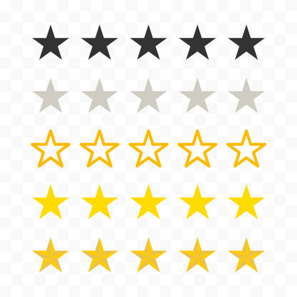 bildbanksillustrationer, clip art samt tecknat material och ikoner med set of different five star rating icons on transparent background. easily editable line art. - lyxhotell