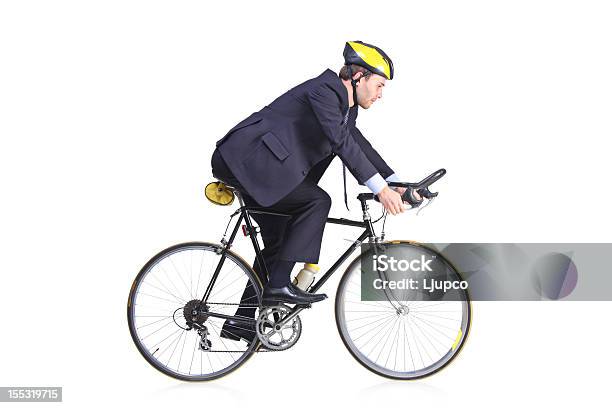 Businessman Wearing A Helmet And Riding A Bicycle Stock Photo - Download Image Now - Bicycle, Cycling, Cut Out