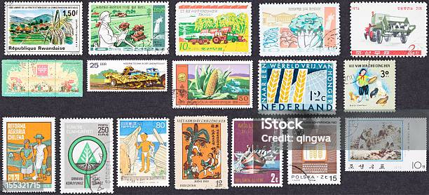 Landwirtschaft Landwirtschaft Fischerei Farmgeräte Themen Verwendet Stempelkollektion Stockfoto und mehr Bilder von Briefmarke