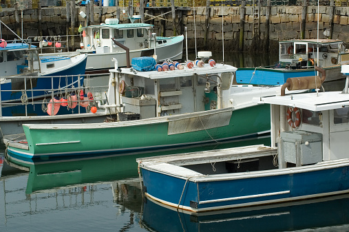 Five boats in Rockport, MA