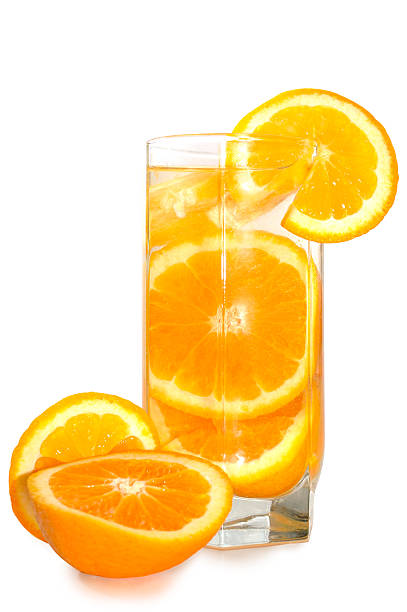 Juicy oranges in glass. stock photo