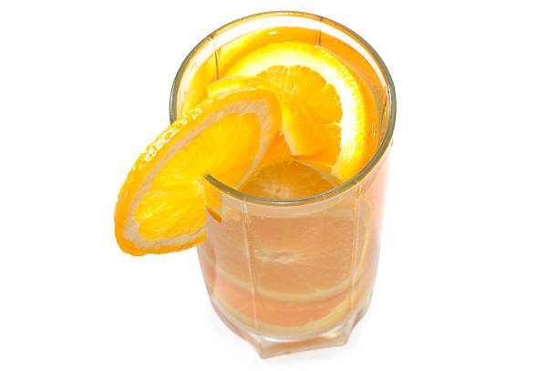 Juicy oranges in glass. stock photo