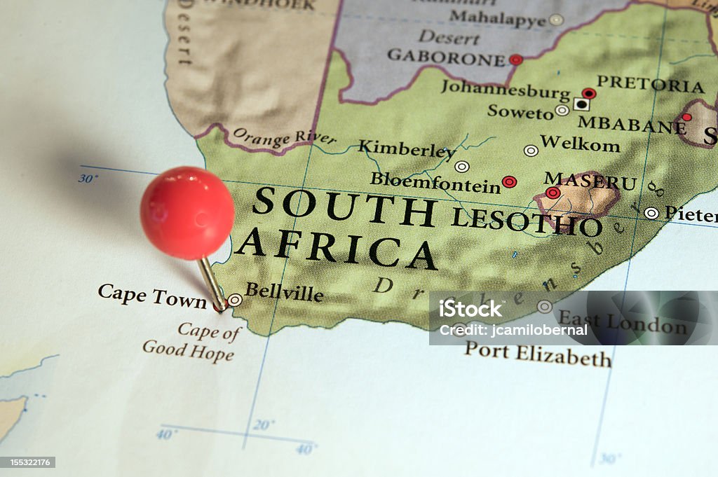 Carte de l'Afrique du Sud avec le pin - Photo de Carte libre de droits